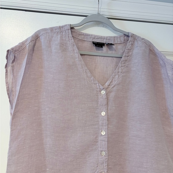 JNY Jones New York 100% Linen Button Front Top – Size M – Soft Lavender - Picture 3 of 6